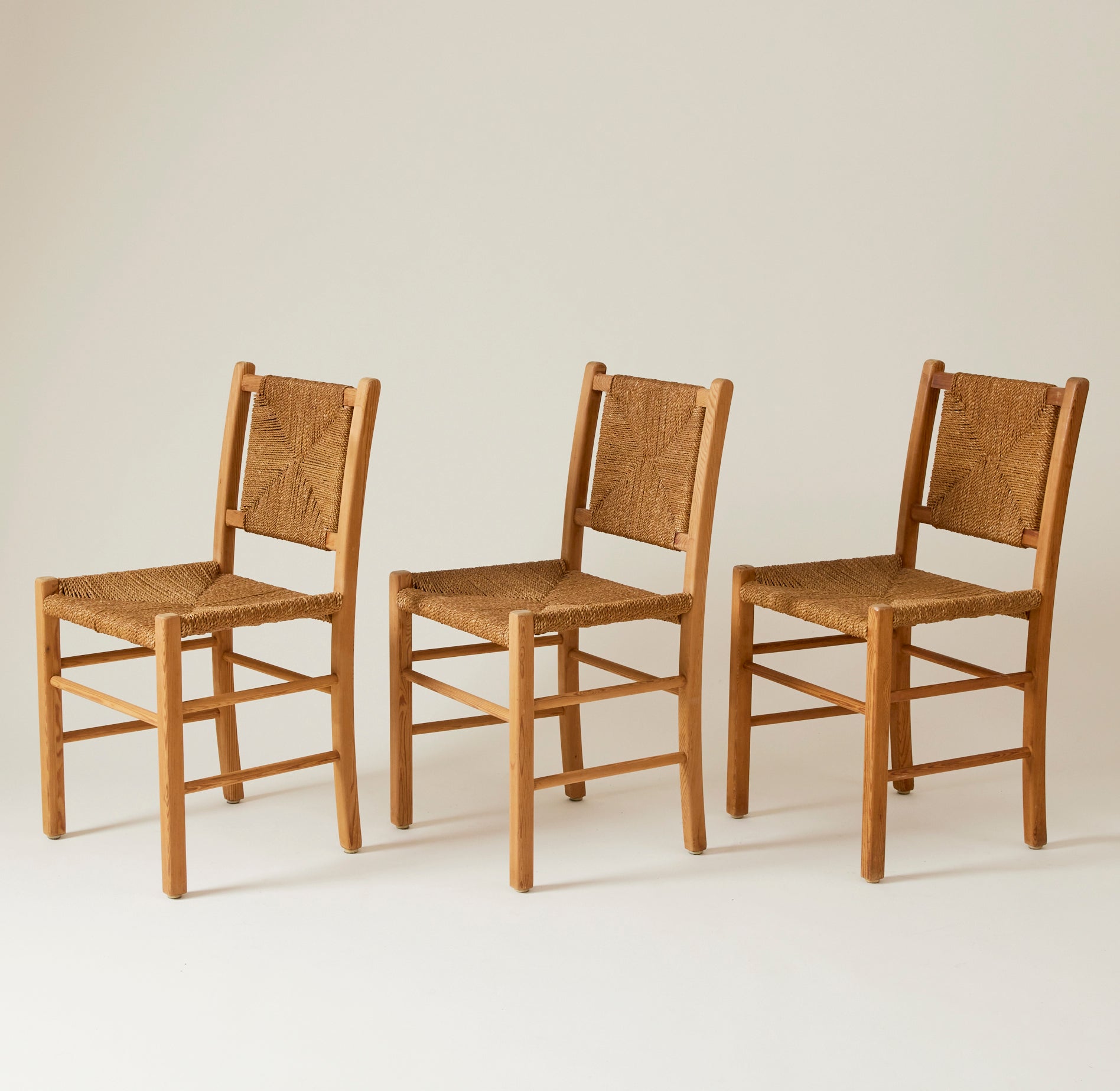 SOLD French Rope and Oak Dining Chairs, 1960's, set of 4