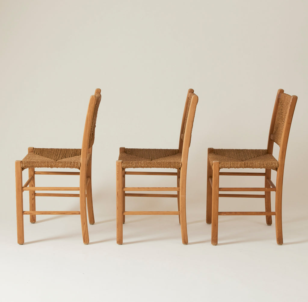 SOLD French Rope and Oak Dining Chairs, 1960's, set of 4