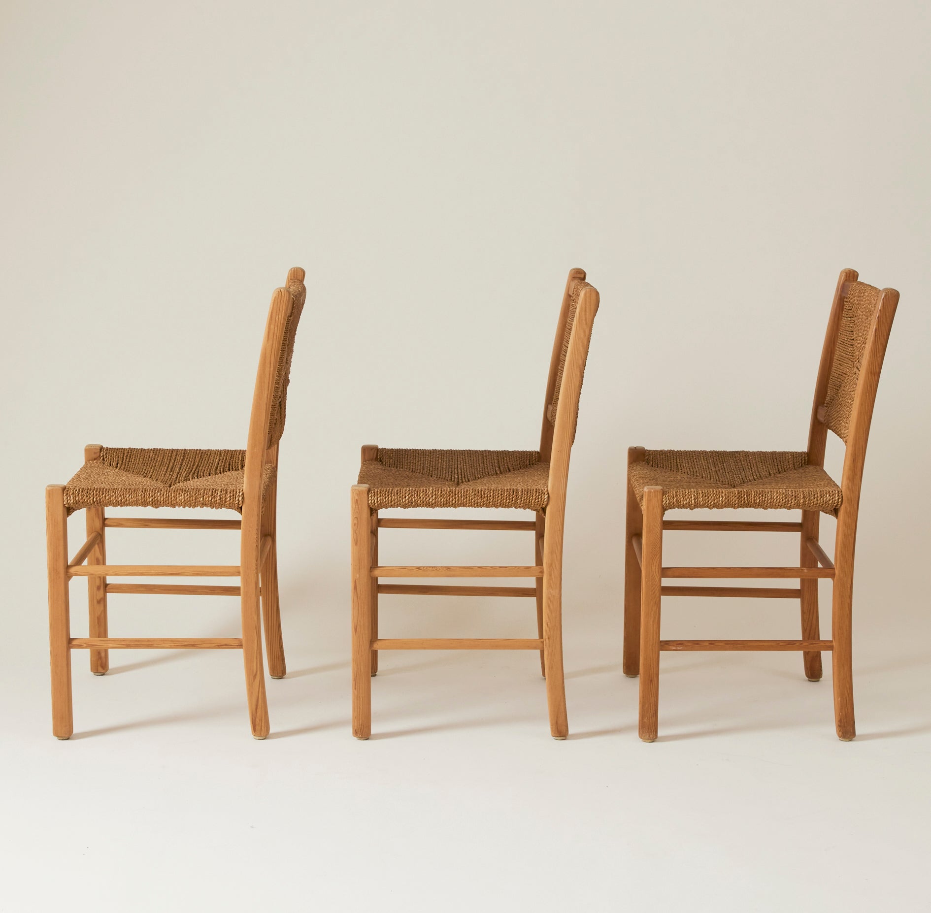 SOLD French Rope and Oak Dining Chairs, 1960's, set of 4