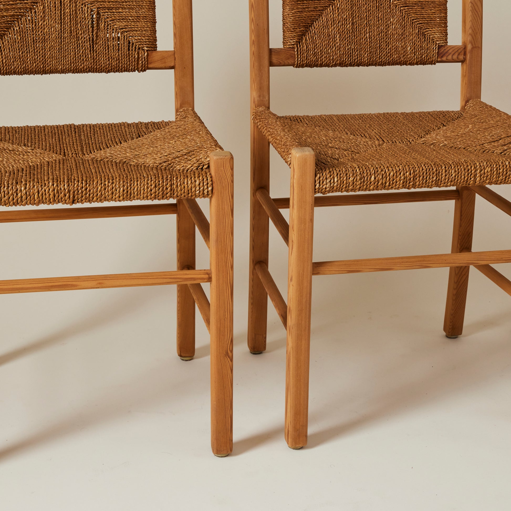 SOLD French Rope and Oak Dining Chairs, 1960's, set of 4