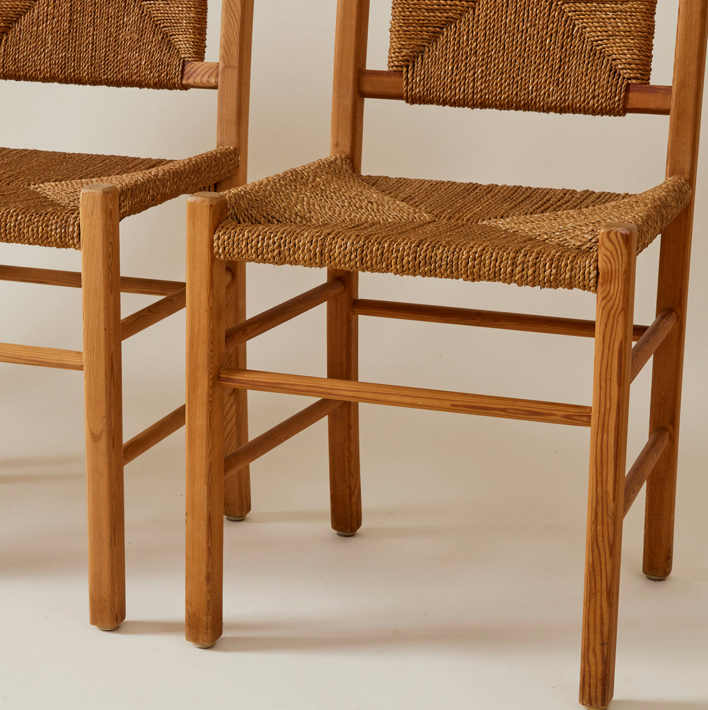 SOLD French Rope and Oak Dining Chairs, 1960's, set of 4