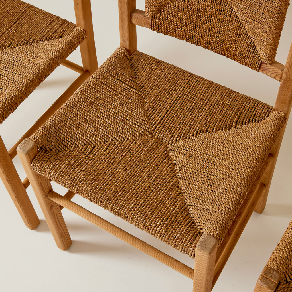 SOLD French Rope and Oak Dining Chairs, 1960's, set of 4