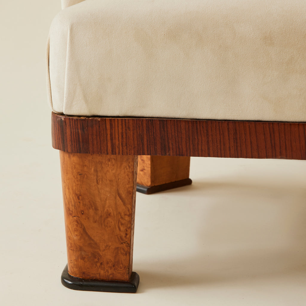 French Art Deco Cocktail Chairs With Wood Detail, a Pair, 1940's