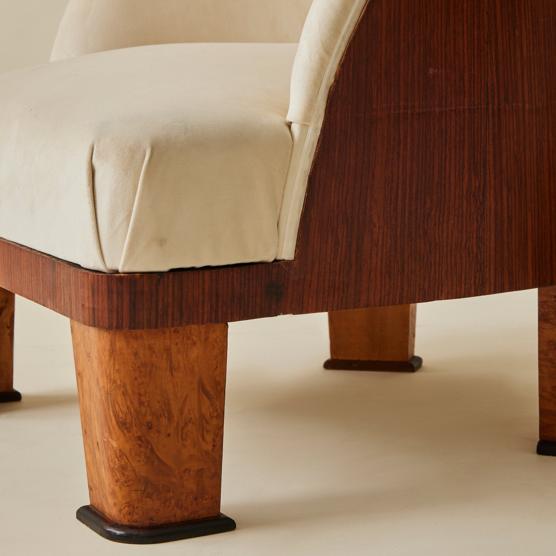 French Art Deco Cocktail Chairs With Wood Detail, a Pair, 1940's