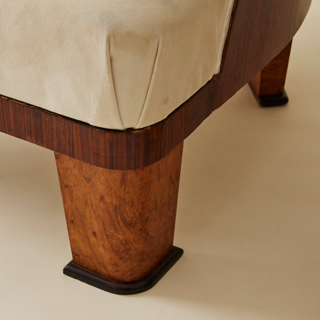 French Art Deco Cocktail Chairs With Wood Detail, a Pair, 1940's