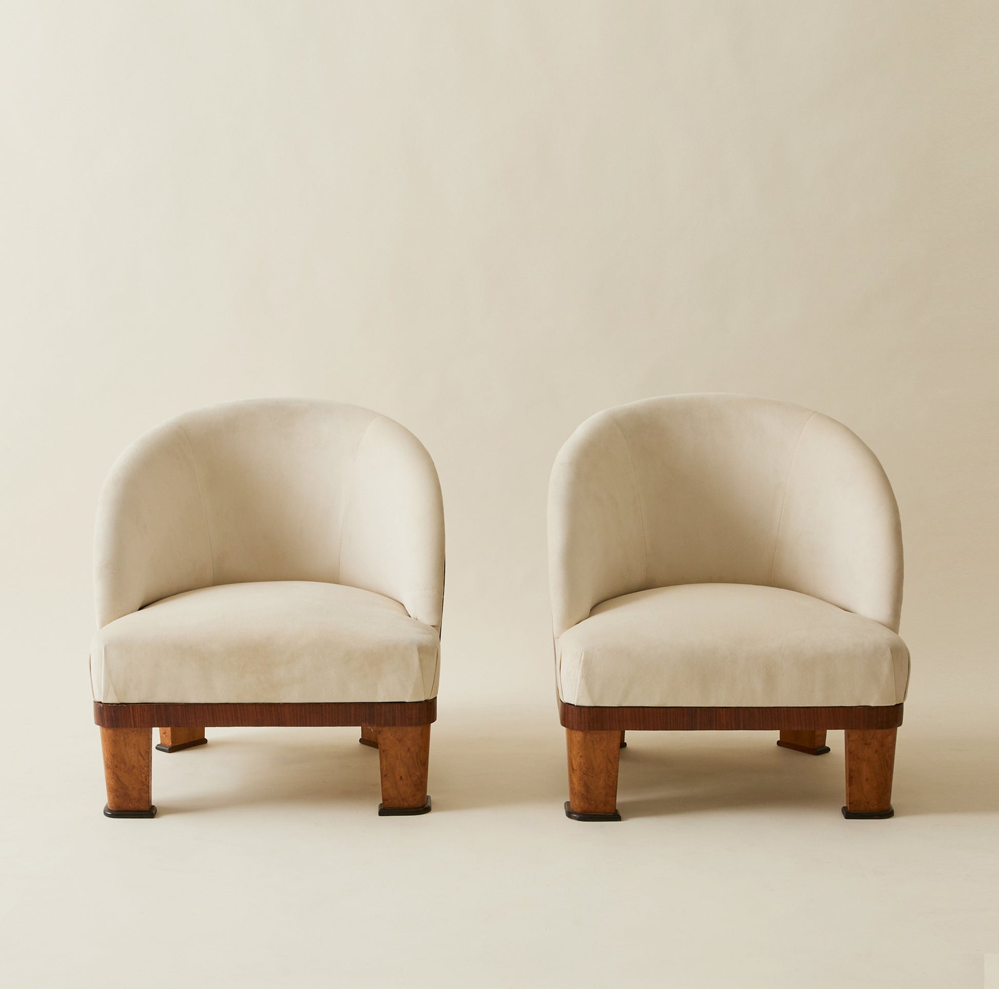 French Art Deco Cocktail Chairs With Wood Detail, a Pair, 1940's