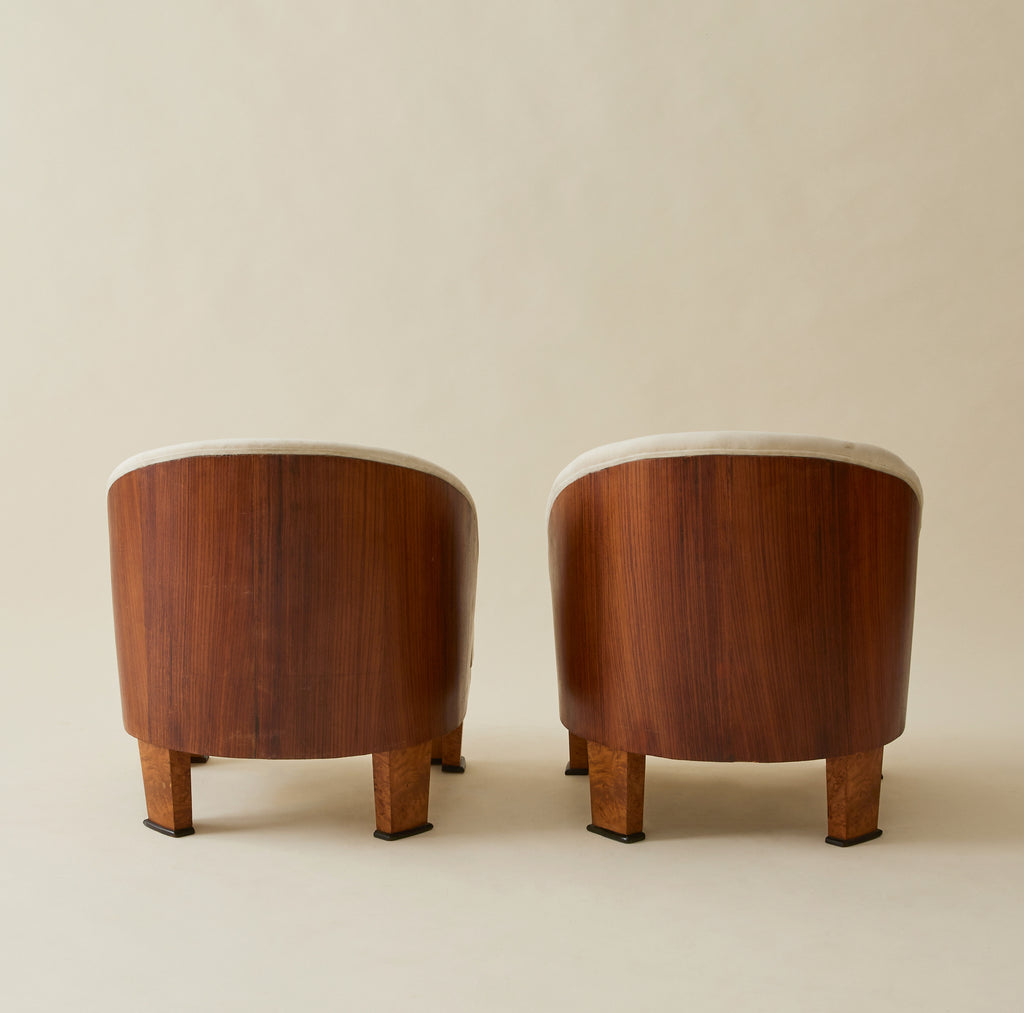 French Art Deco Cocktail Chairs With Wood Detail, a Pair, 1940's
