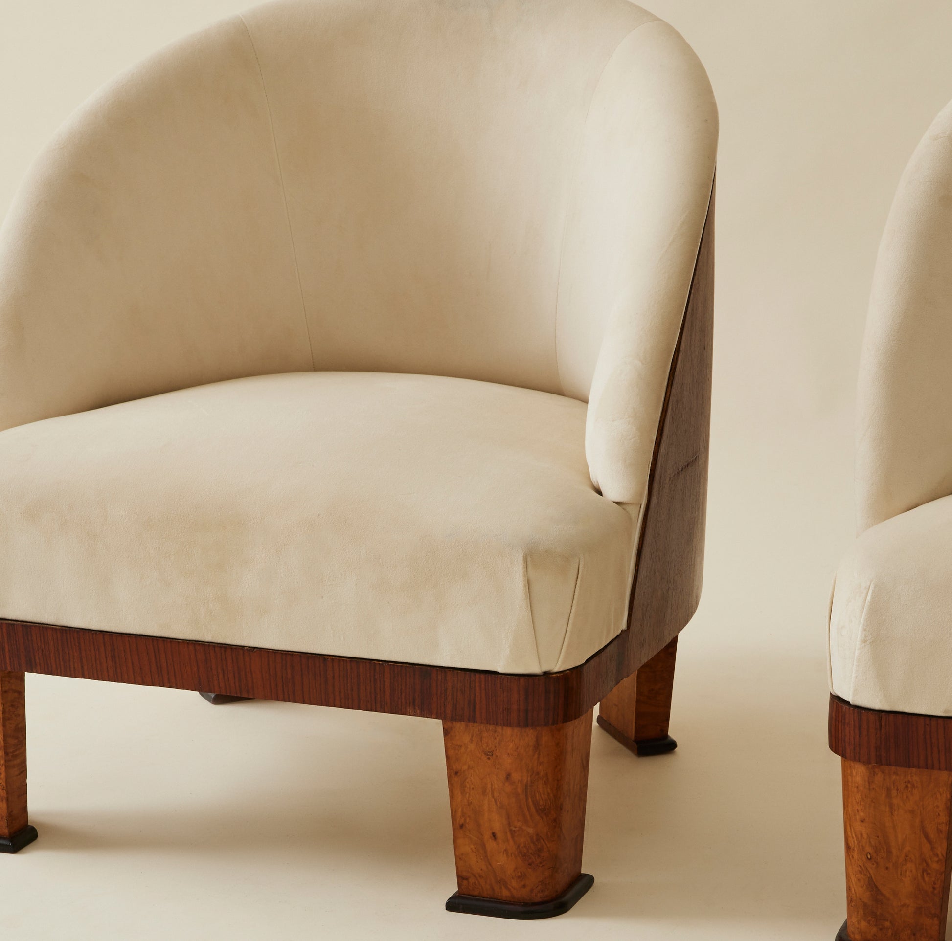French Art Deco Cocktail Chairs With Wood Detail, a Pair, 1940's