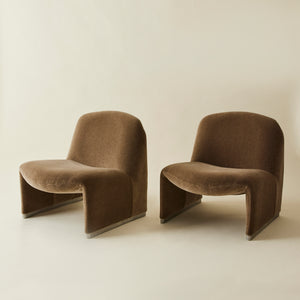 Giancarlo Piretti for Castelli "Alky" Mohair Lounge Chairs, 1960s