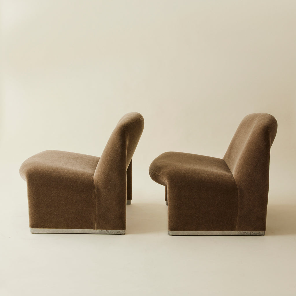 Giancarlo Piretti for Castelli "Alky" Mohair Lounge Chairs, 1960s