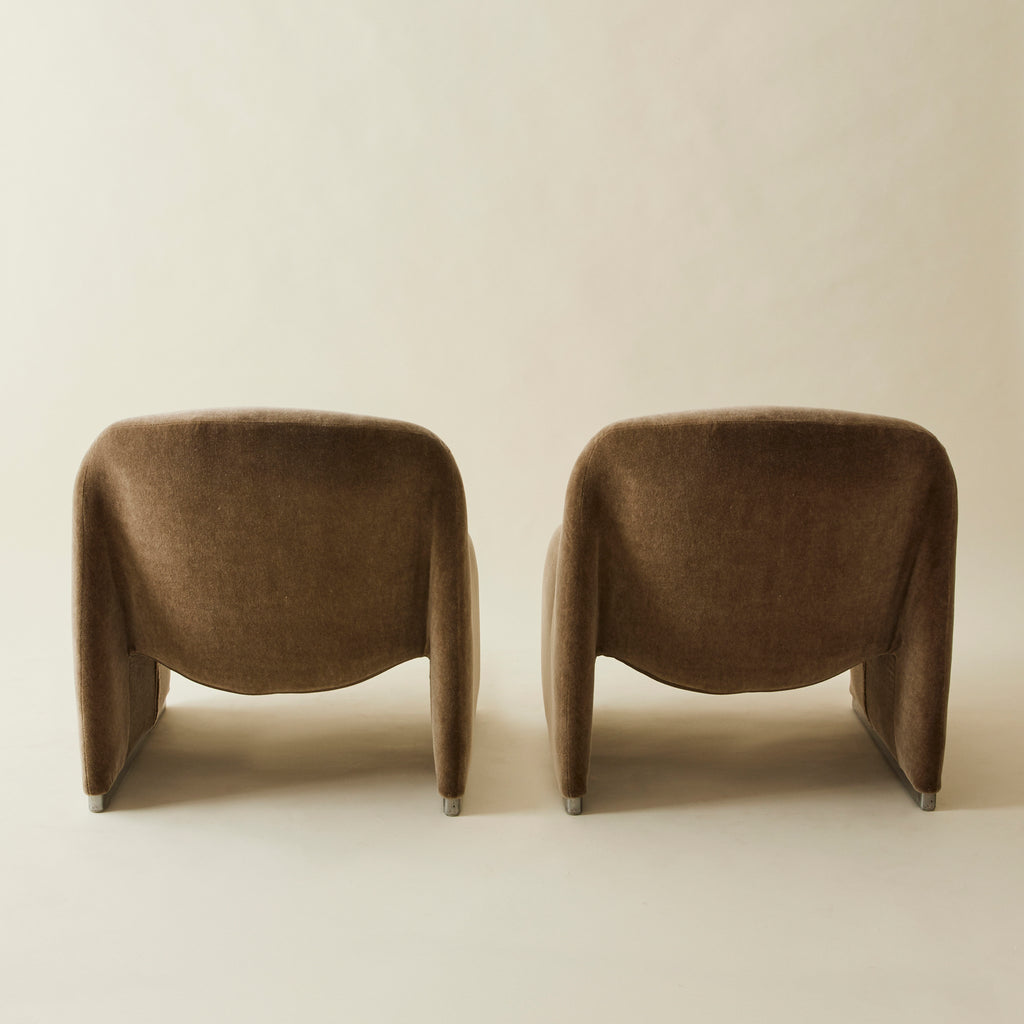 Giancarlo Piretti for Castelli "Alky" Mohair Lounge Chairs, 1960s