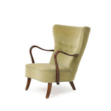 Alfred Christiansen Danish Modern High Back Easy Chair, 1940s, With Curved Open Arms