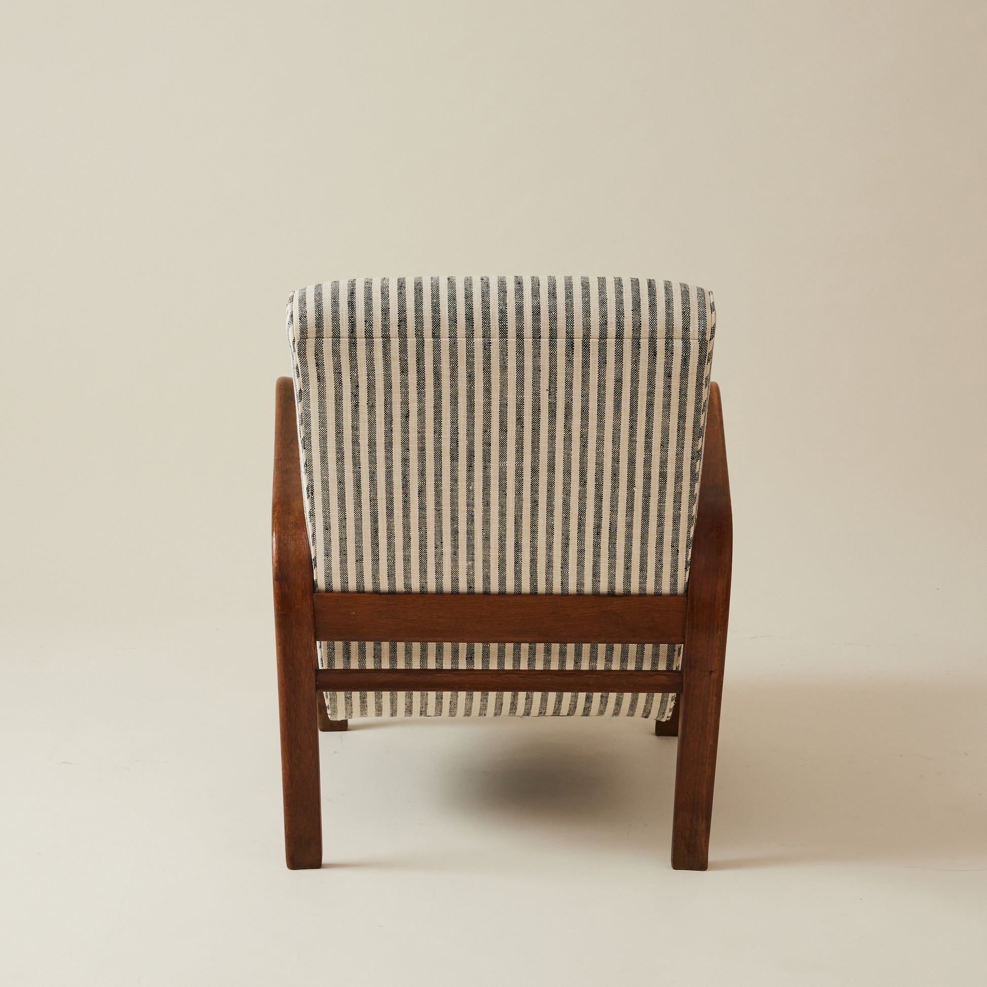 Jindrich Halabala Bentwood Lounge chair, Striped fabric, 1930's