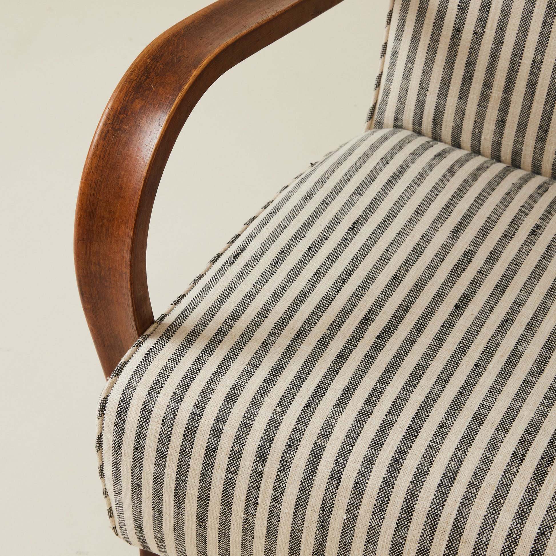 Jindrich Halabala Bentwood Lounge chair, Striped fabric, 1930's
