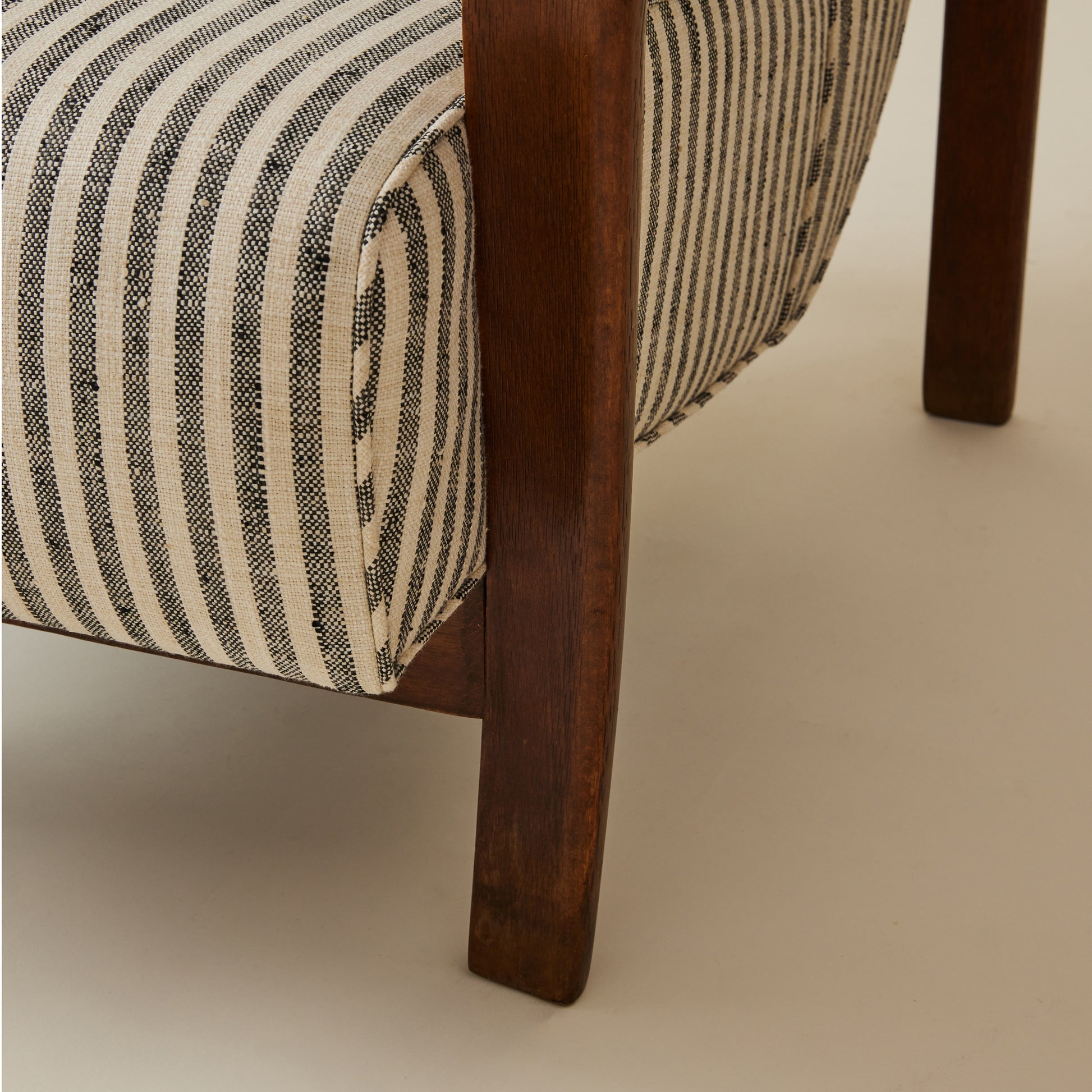 Jindrich Halabala Bentwood Lounge chair, Striped fabric, 1930's