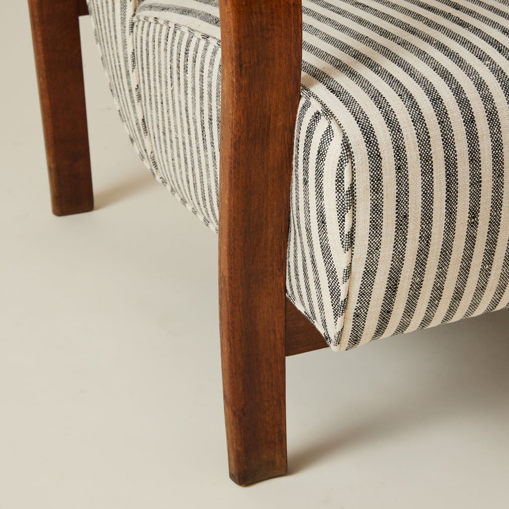 Jindrich Halabala Bentwood Lounge chair, Striped fabric, 1930's