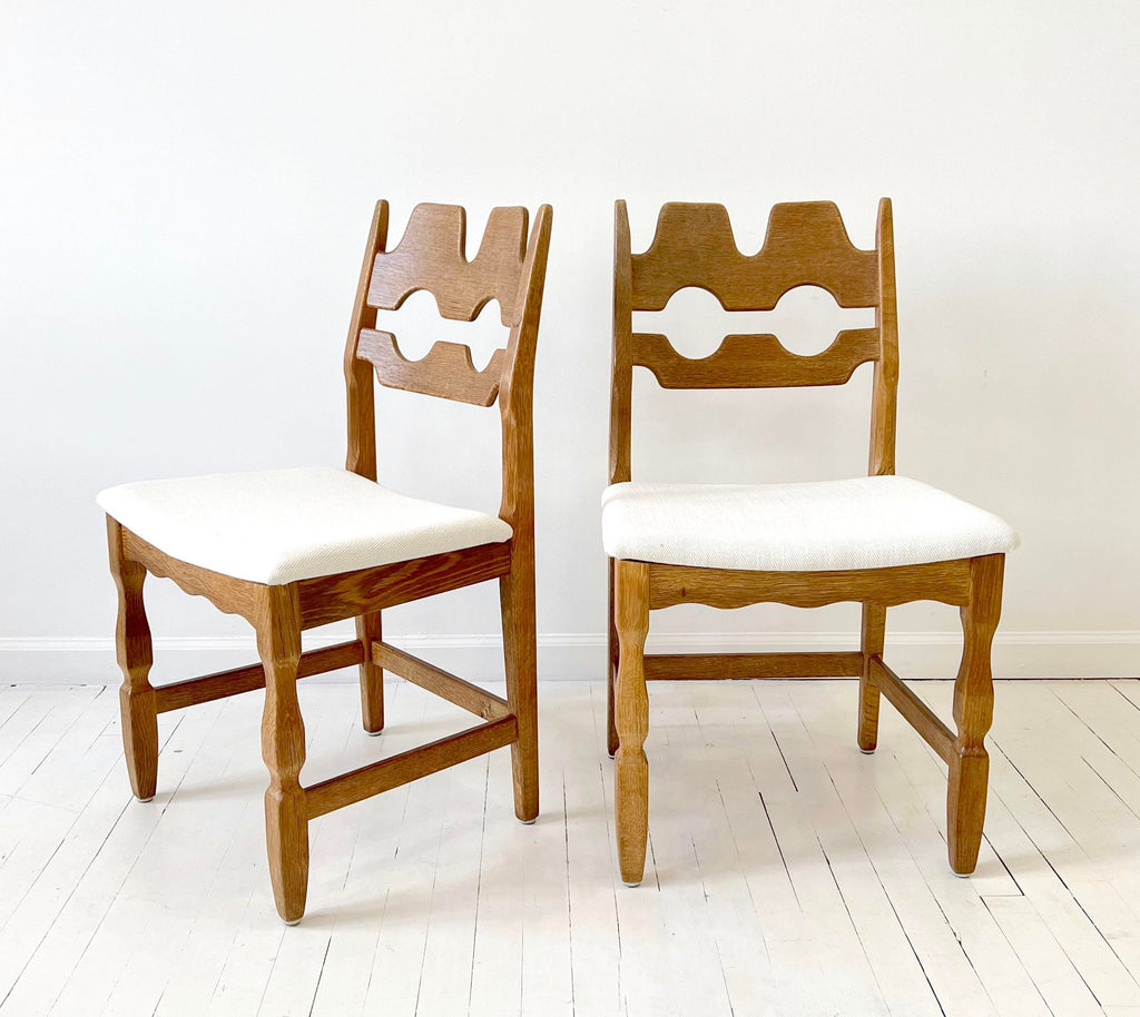 Henning Kjærnulf Oak "Razorblade" Chairs, 1960s Vintage Danish Mid Century for EG Kvalitetsmøbel, Set of 6