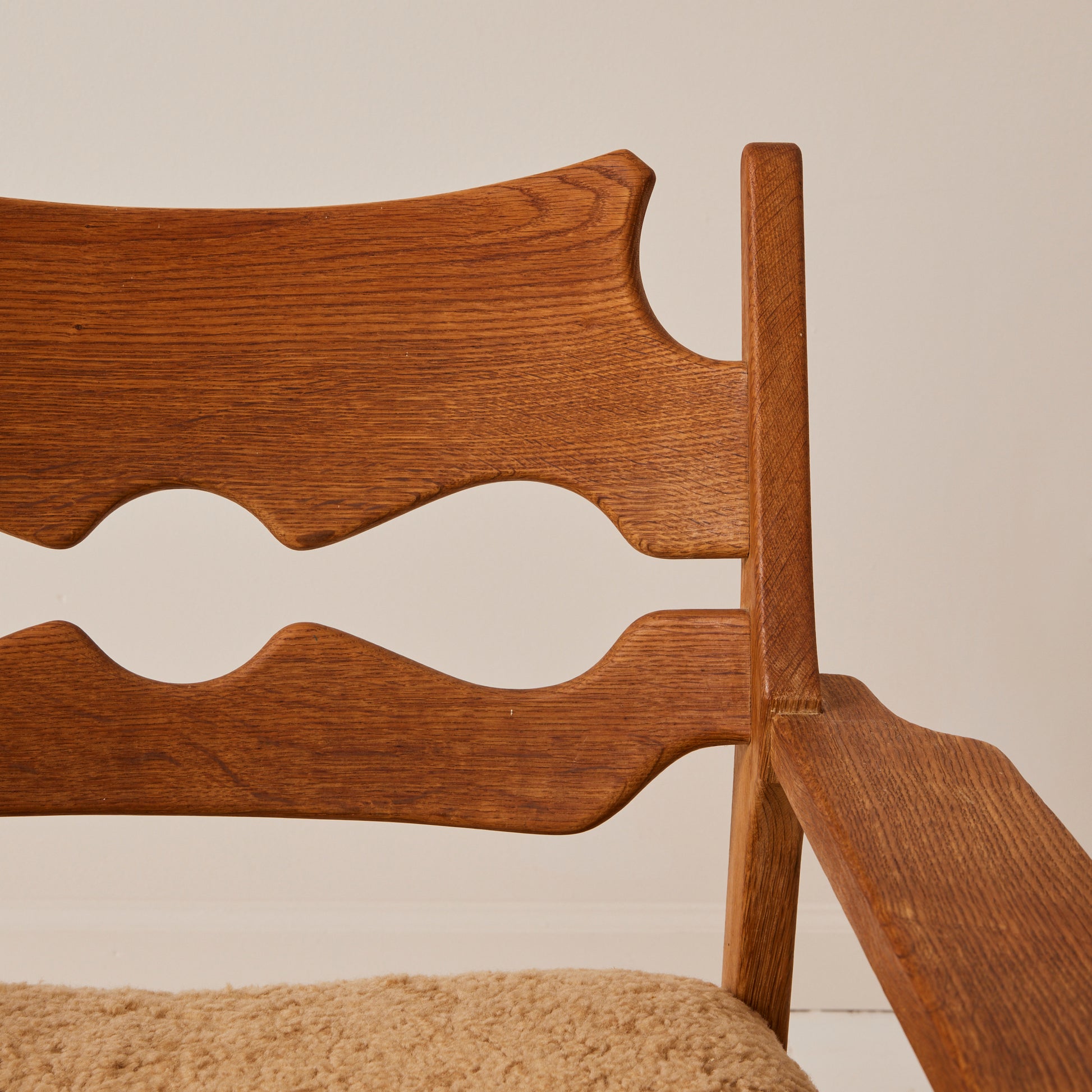 SOLD Henry Kjærnulf "Razorblade" Lounge Chairs in Oak and Sheepskin Seat, 1960s - Set of 2
