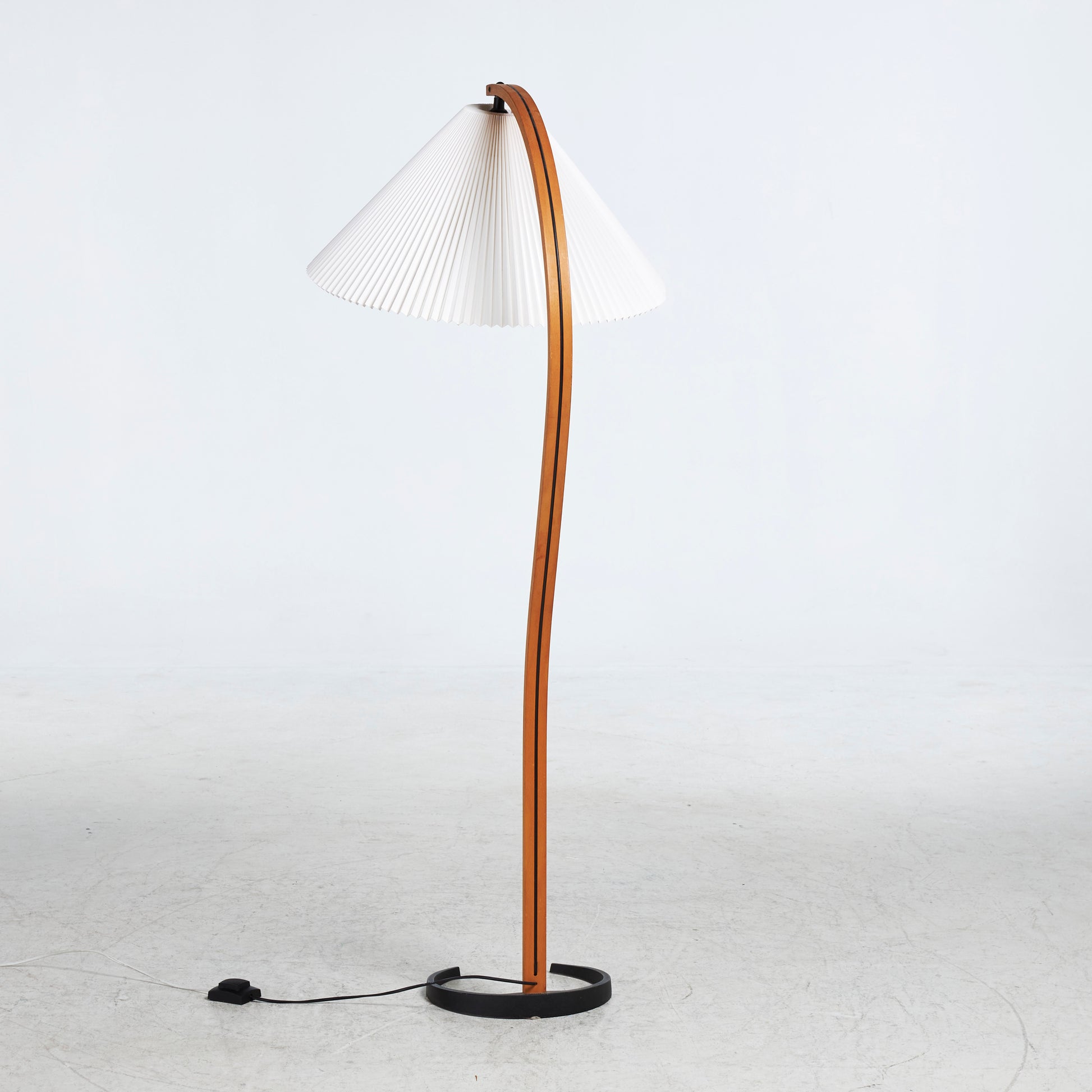 SOLD Mid 20th Century Mads Caprani Danish Floor Lamp With Pleated Shade