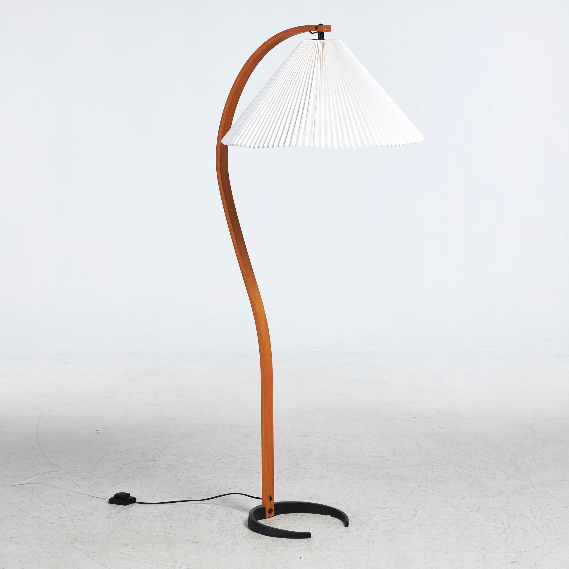SOLD Mid 20th Century Mads Caprani Danish Floor Lamp With Pleated Shade