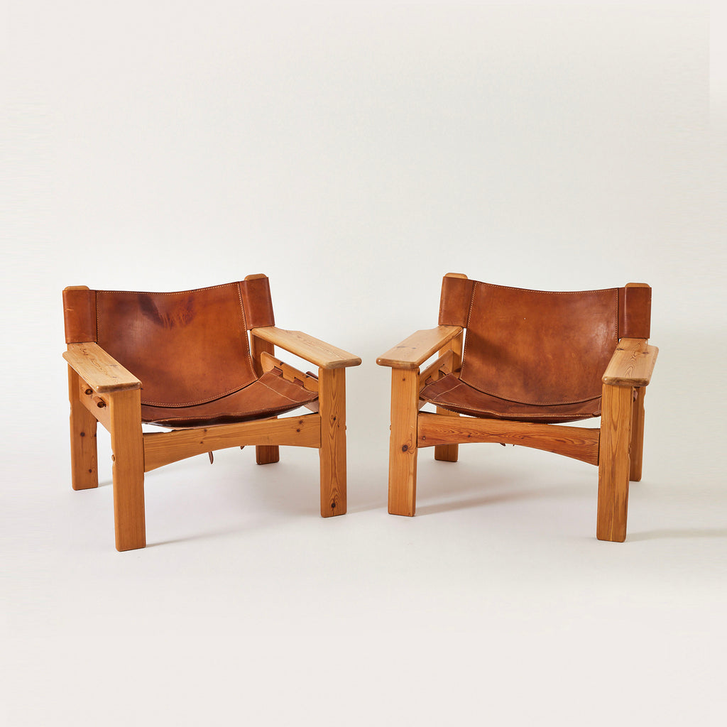 SOLD Karin Mobring designed Pine and Leather "Natura" Chairs, a pair