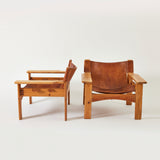 SOLD Karin Mobring designed Pine and Leather "Natura" Chairs, a pair