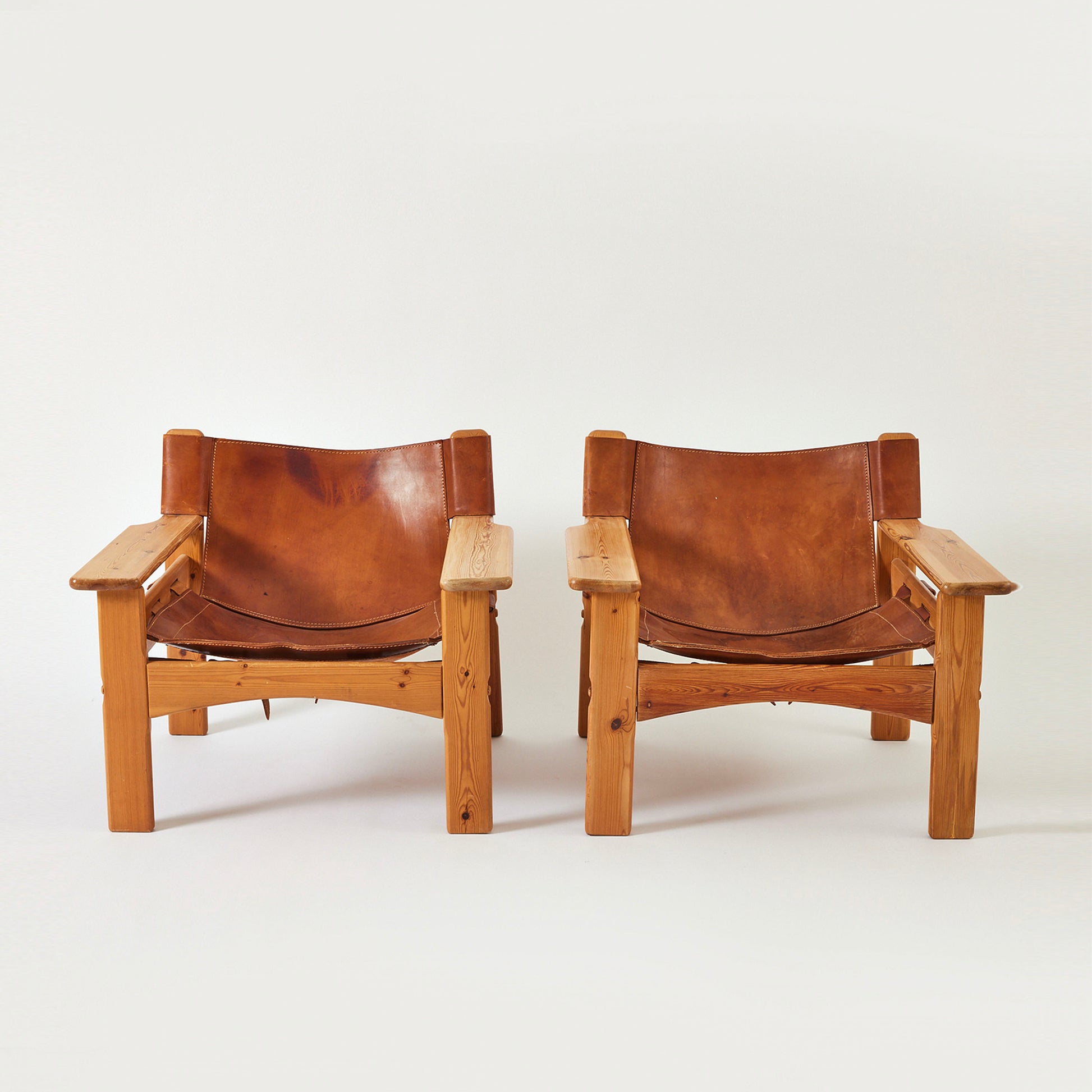 SOLD Karin Mobring designed Pine and Leather "Natura" Chairs, a pair