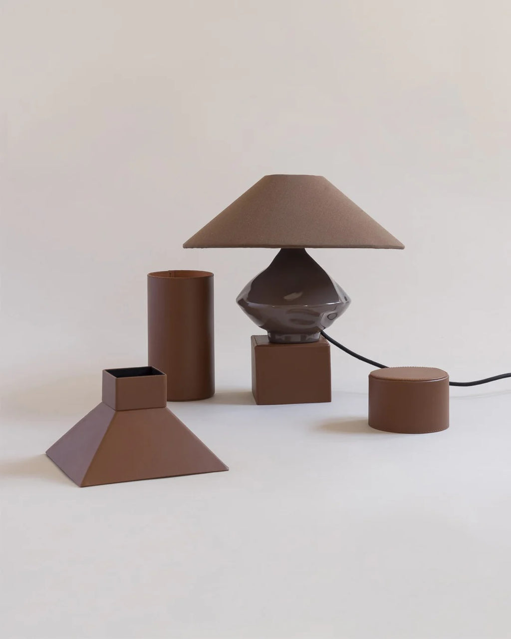 Brown Conical Glass Table Lamp by Los Objetos Decorativos