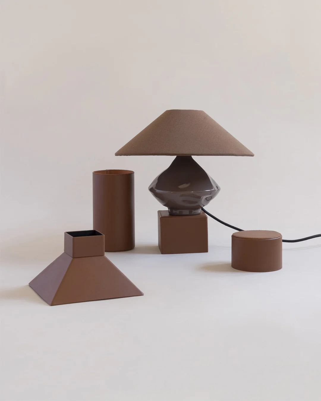 Brown Conical Glass Table Lamp by Los Objetos Decorativos