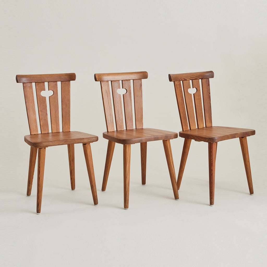 Göran Malmvall Swedish Mid Century set of 6 Pine dining chairs
