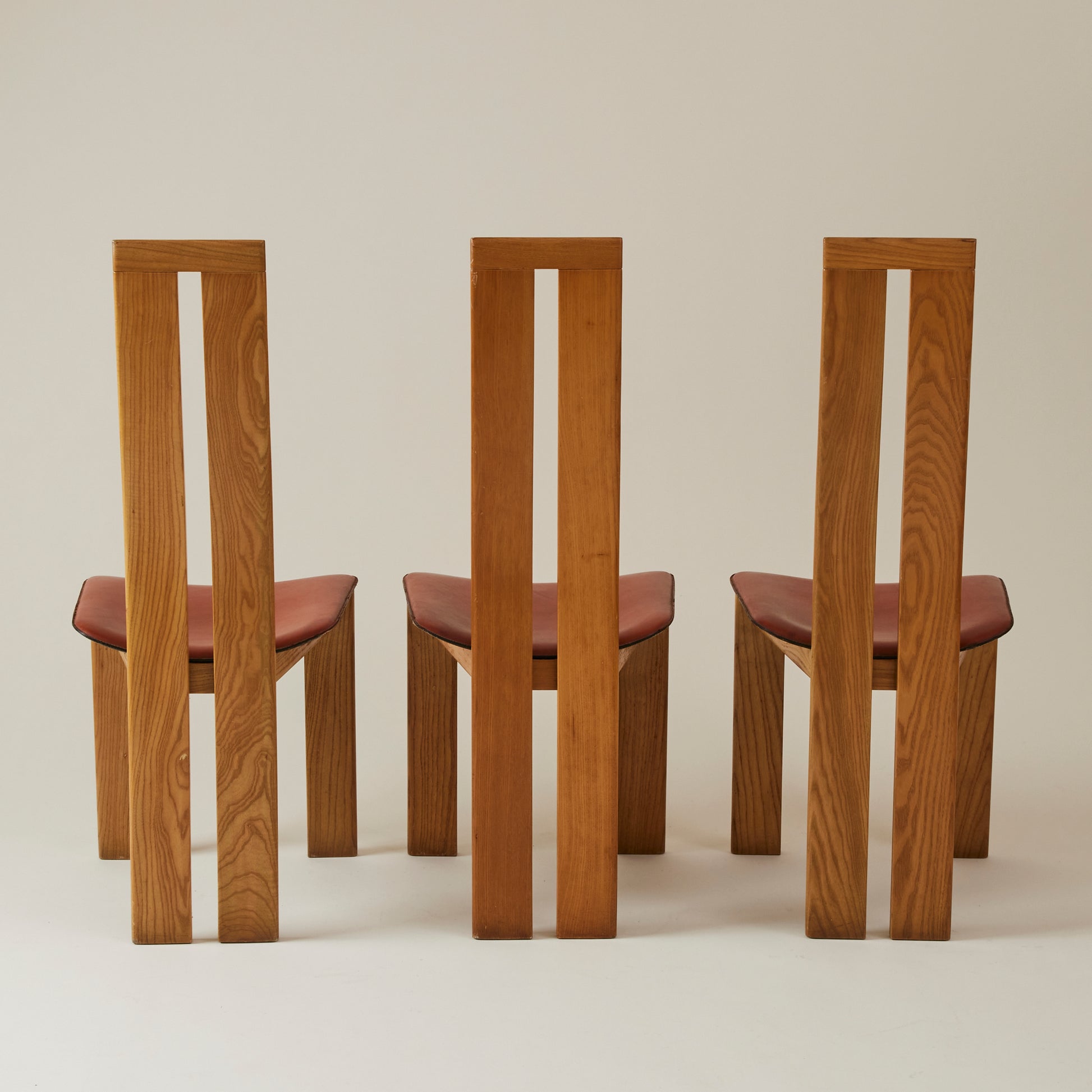 SOLD Mario Marenco for Mobilgirgi Dining Chairs, Walnut Frame With Leather Seat,1960's, Set of 6