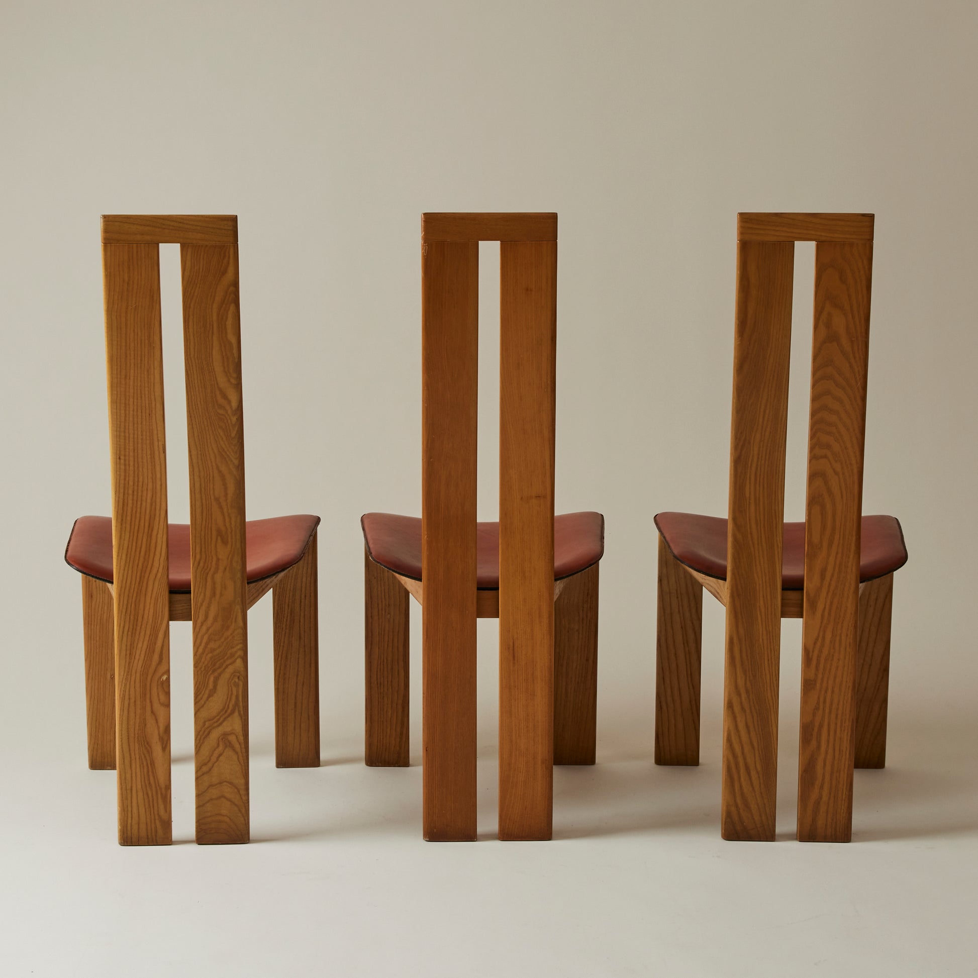 SOLD Mario Marenco for Mobilgirgi Dining Chairs, Walnut Frame With Leather Seat,1960's, Set of 6