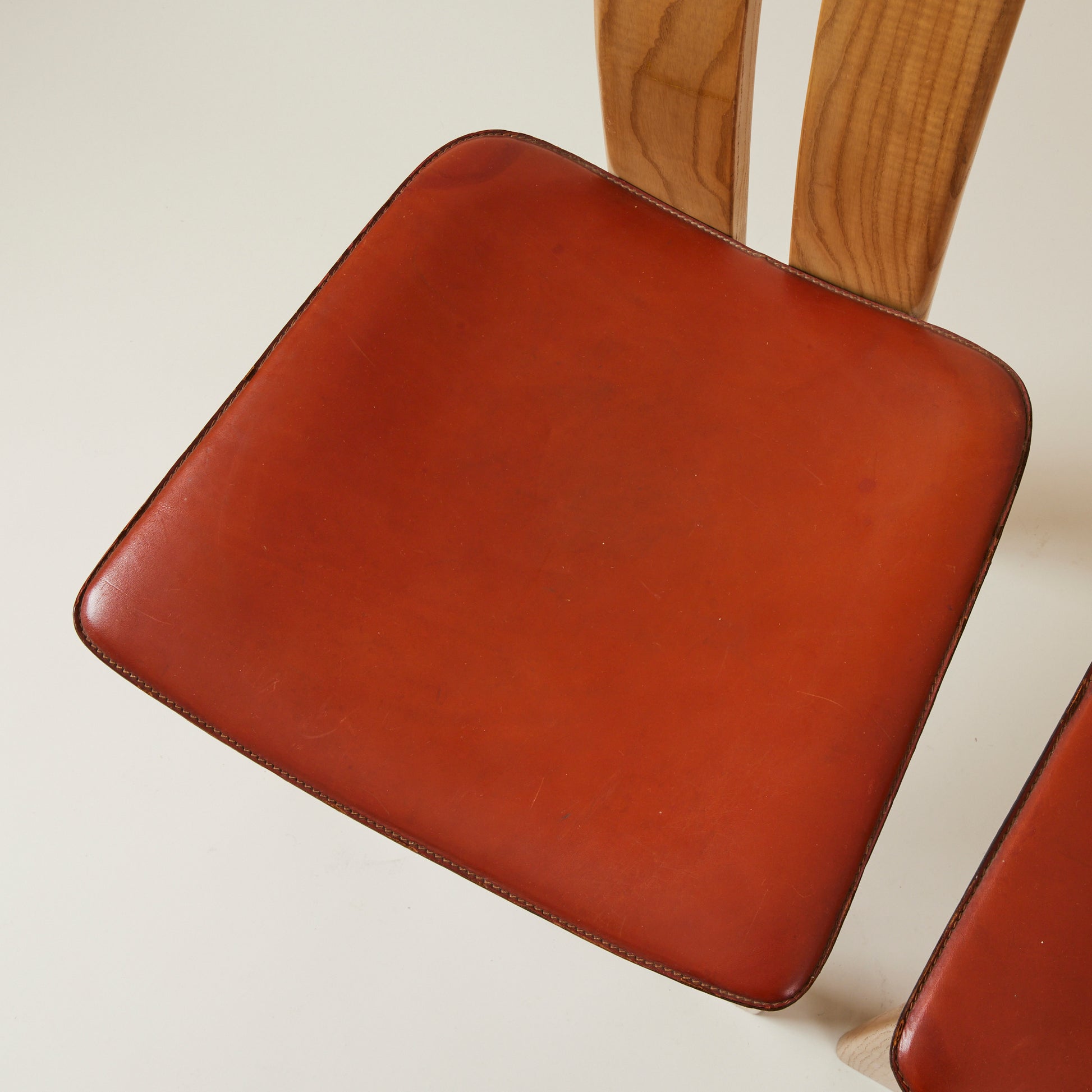 SOLD Mario Marenco for Mobilgirgi Dining Chairs, Walnut Frame With Leather Seat,1960's, Set of 6