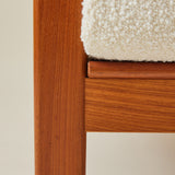 Swedish Mid-Century Teak Easy Chairs with Ivory Boucle Cushions, a pair
