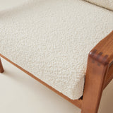 Swedish Mid-Century Teak Easy Chairs with Ivory Boucle Cushions, a pair