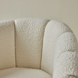 Mid Century Ivory Boucle Swivel Chairs in the style of Milo Baughman, a pair
