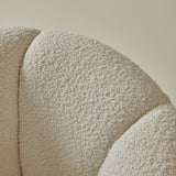 Mid Century Ivory Boucle Swivel Chairs in the style of Milo Baughman, a pair