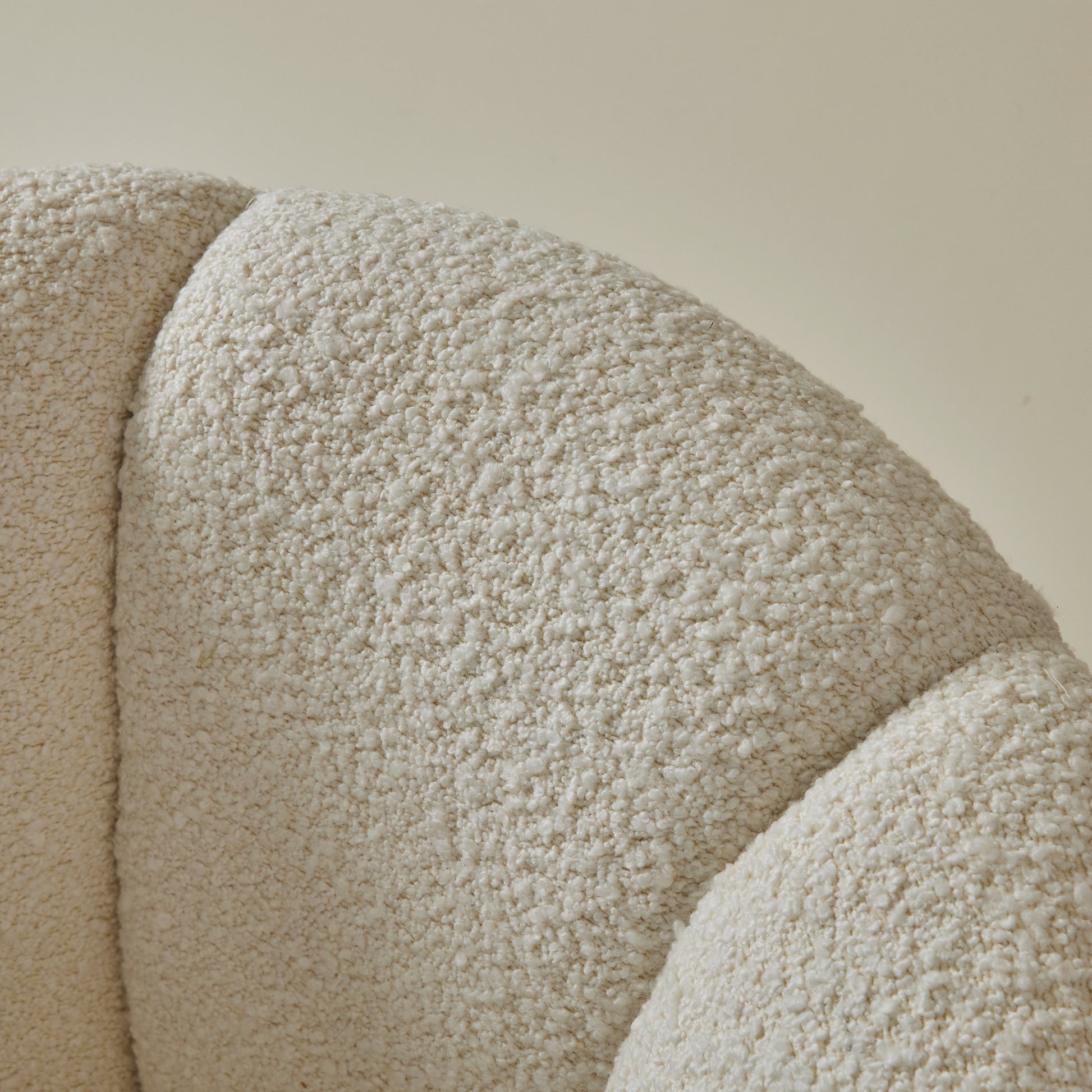 Mid Century Ivory Boucle Swivel Chairs in the style of Milo Baughman, a pair