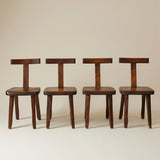 Brutalist Solid Wood Dining Chairs by Olavi Hänninen, Finland 1950s, Set of 4