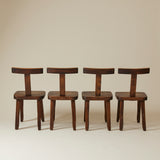 Brutalist Solid Wood Dining Chairs by Olavi Hänninen, Finland 1950s, Set of 4