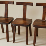 Brutalist Solid Wood Dining Chairs by Olavi Hänninen, Finland 1950s, Set of 4