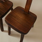 Brutalist Solid Wood Dining Chairs by Olavi Hänninen, Finland 1950s, Set of 4