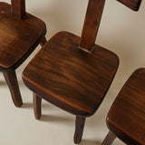 Brutalist Solid Wood Dining Chairs by Olavi Hänninen, Finland 1950s, Set of 4