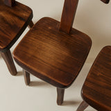 Brutalist Solid Wood Dining Chairs by Olavi Hänninen, Finland 1950s, Set of 4