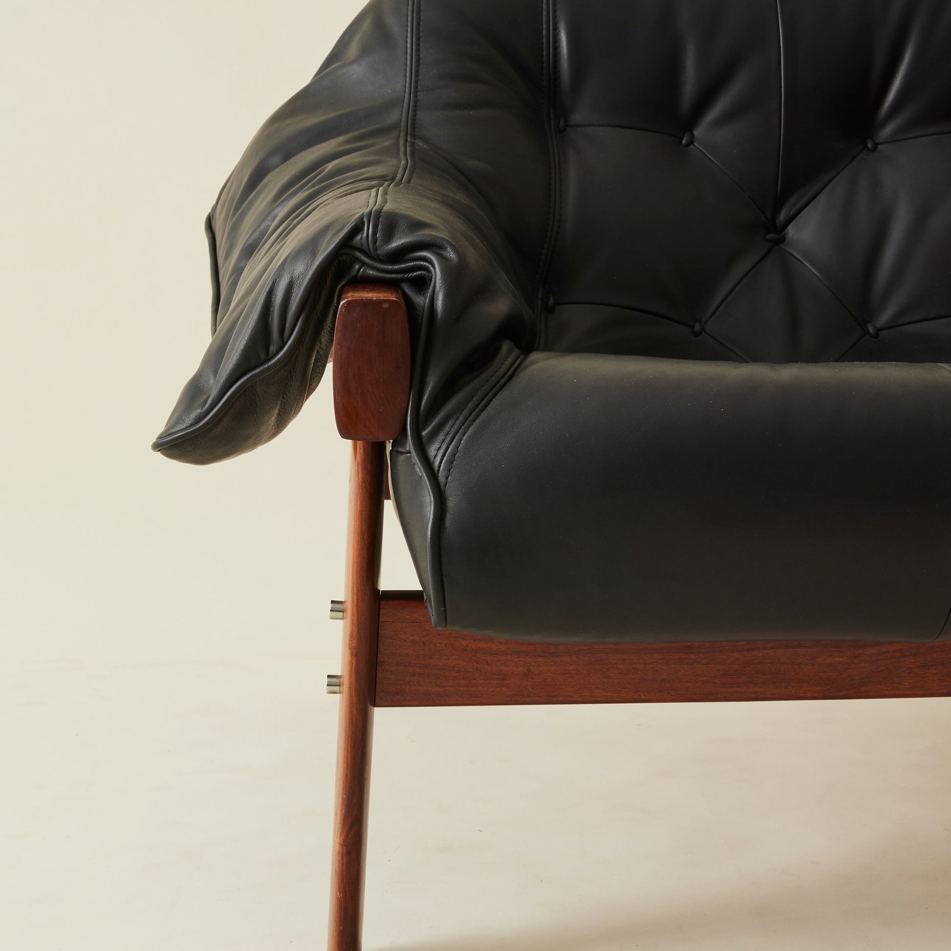 Percival Lafer "Mp-41" Leather and Rosewood Chair in Black Leather, 1960's
