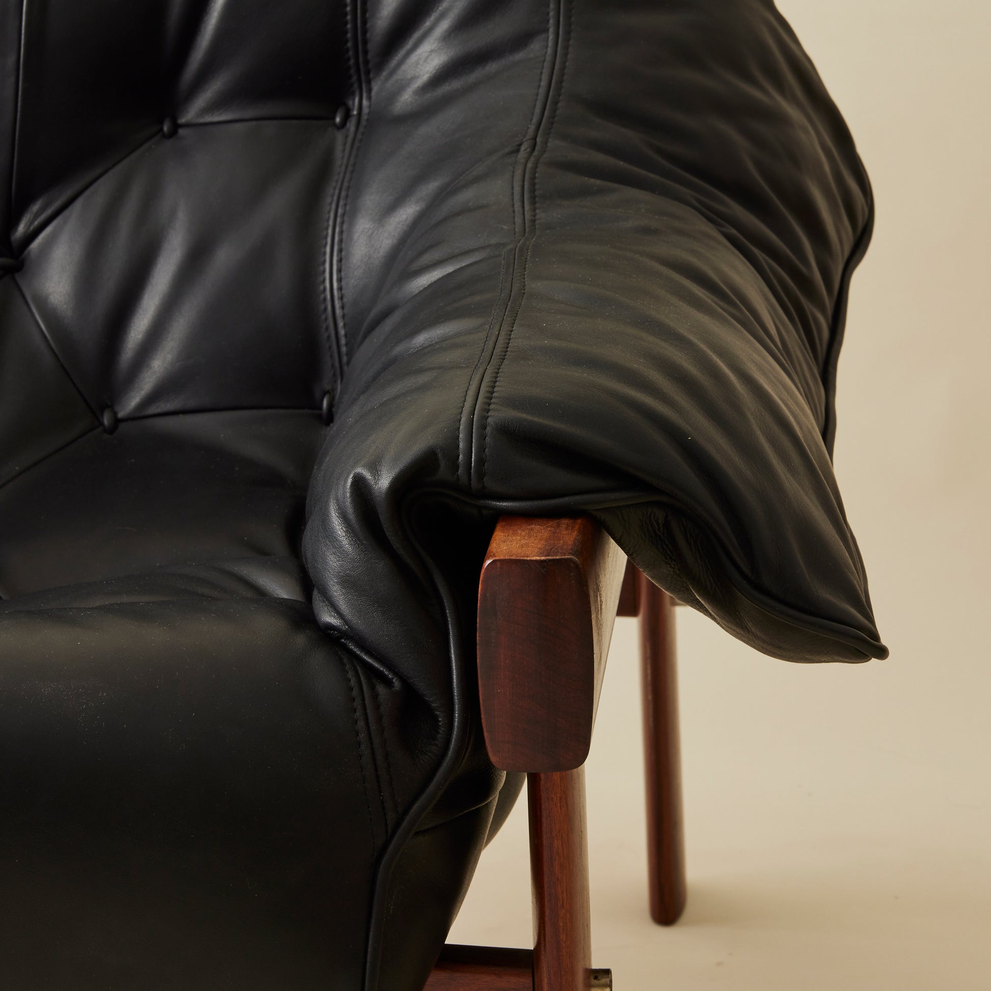 Percival Lafer "Mp-41" Leather and Rosewood Chair in Black Leather, 1960's
