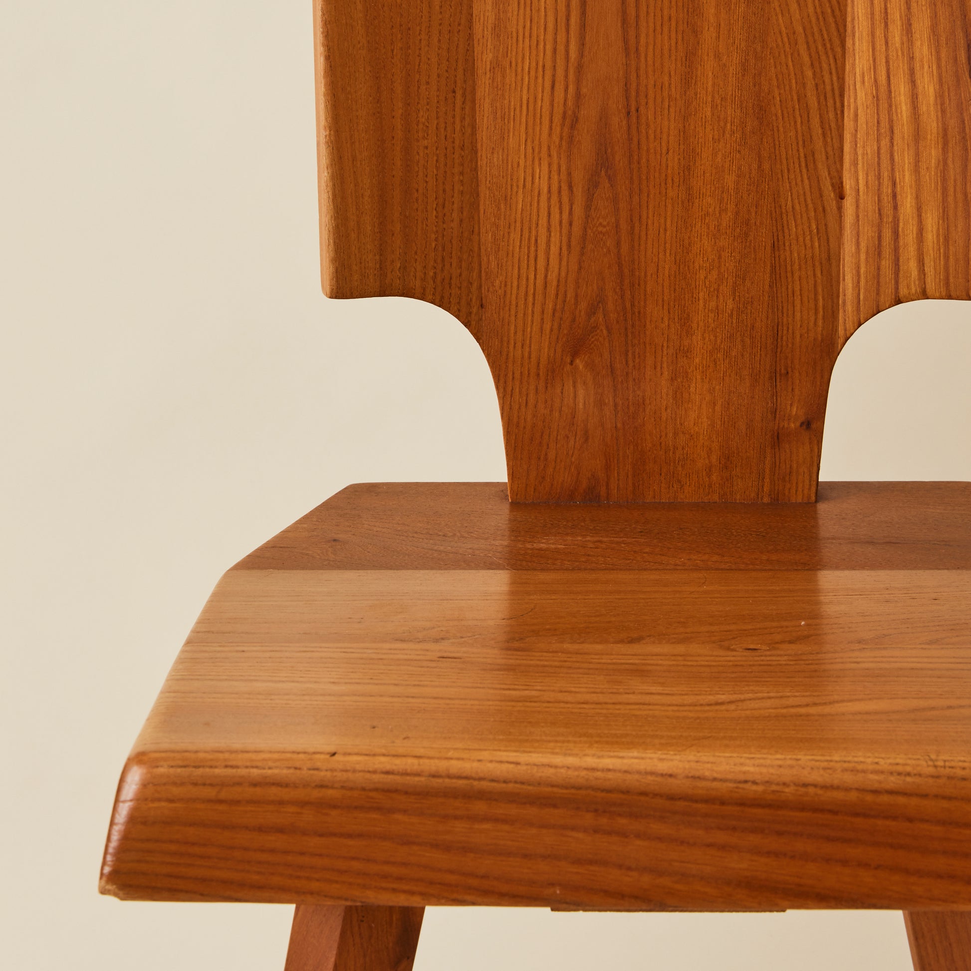 Pierre Chapo "S28" Solid Wood Elm Dining Chairs for Atelier Pierre Chapo, Set of 6, 1960's
