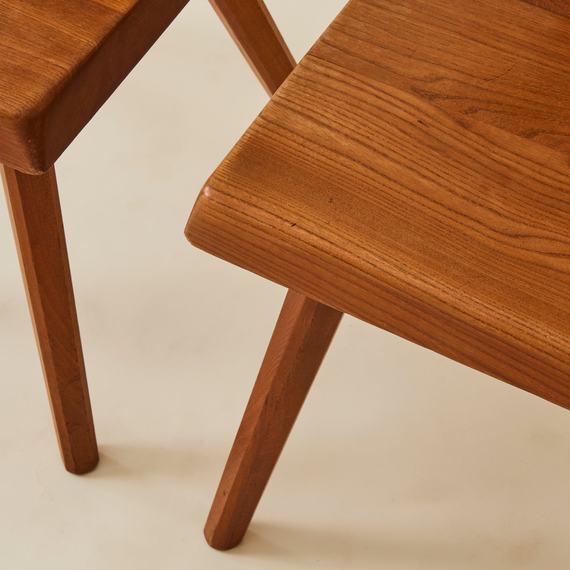 Pierre Chapo "S28" Solid Wood Elm Dining Chairs for Atelier Pierre Chapo, Set of 6, 1960's