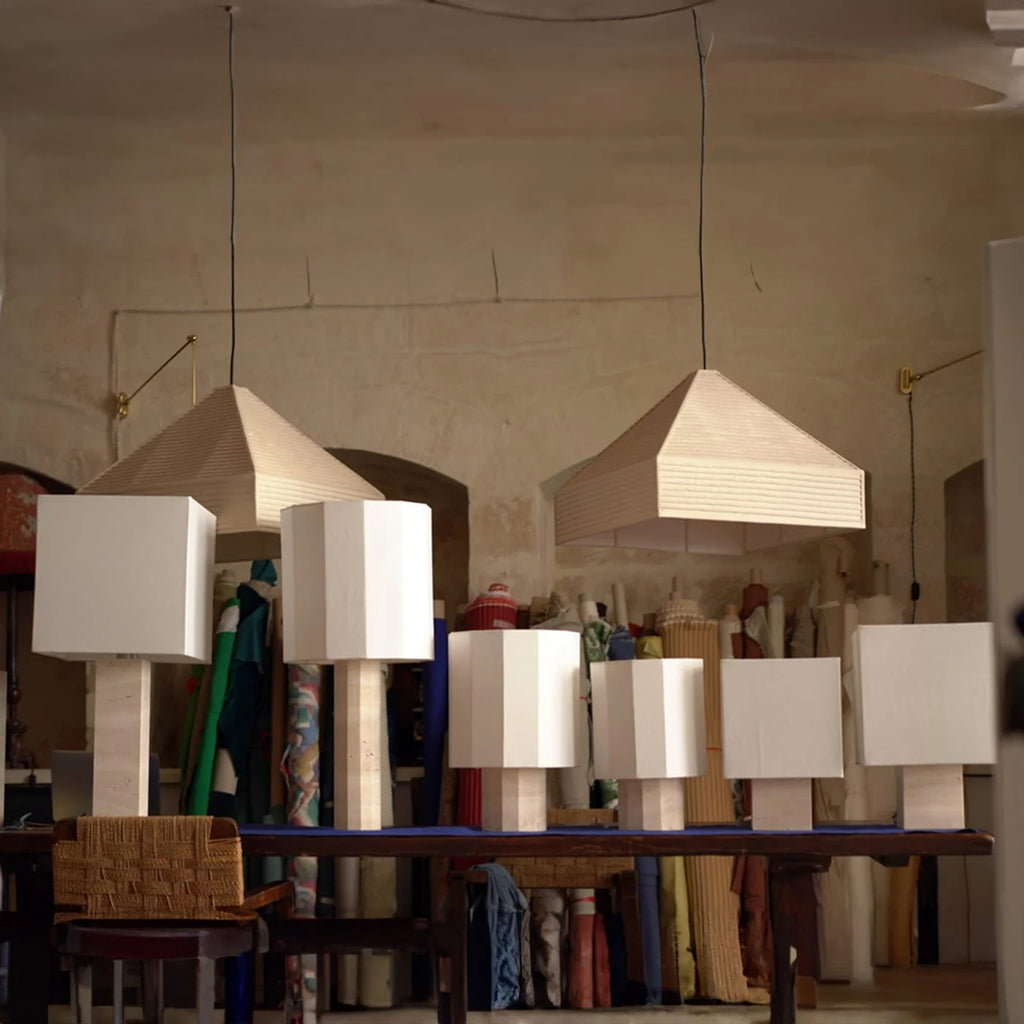Roma Squared Large White Table Lamp by Nassi Lamps