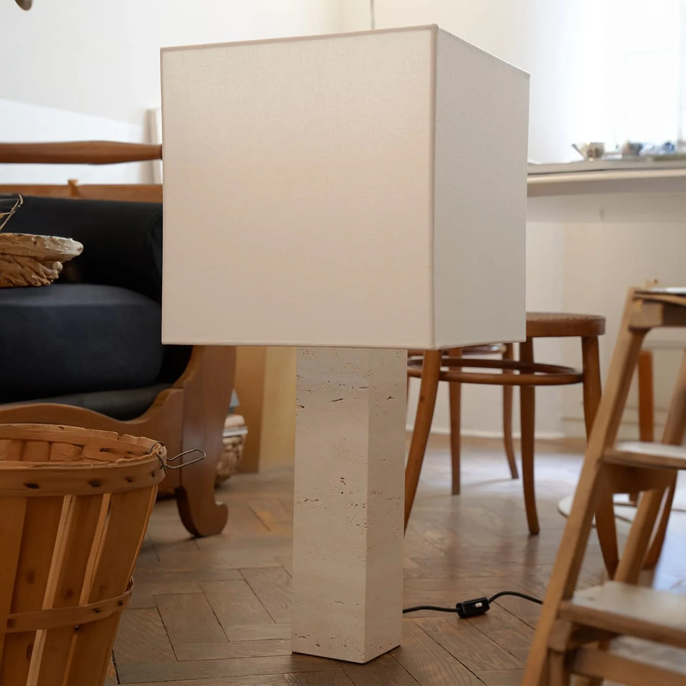 Roma Squared Large White Table Lamp by Nassi Lamps